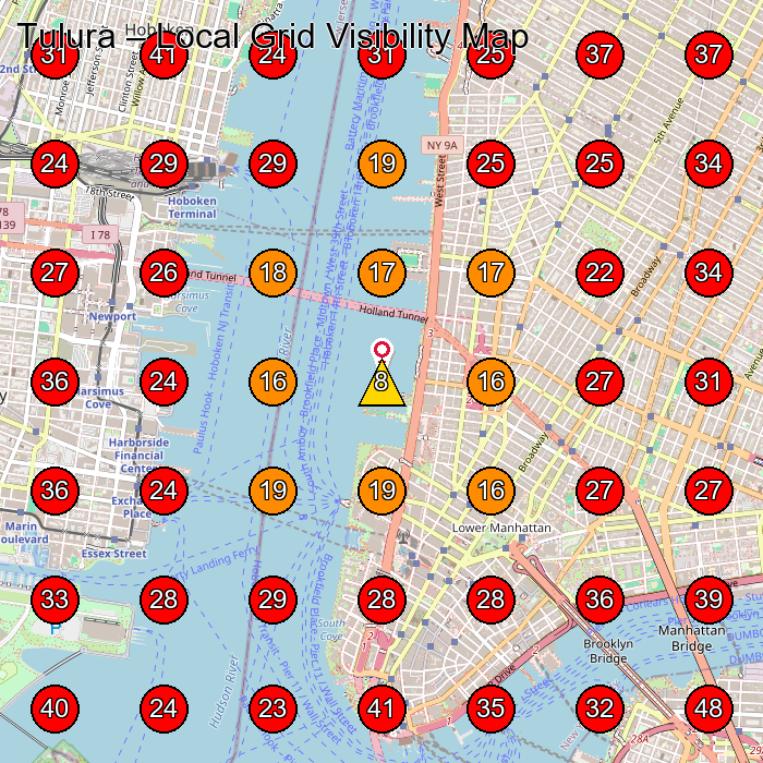 Tulura GeoGrid visibility map for Facial Spa in Jersey City